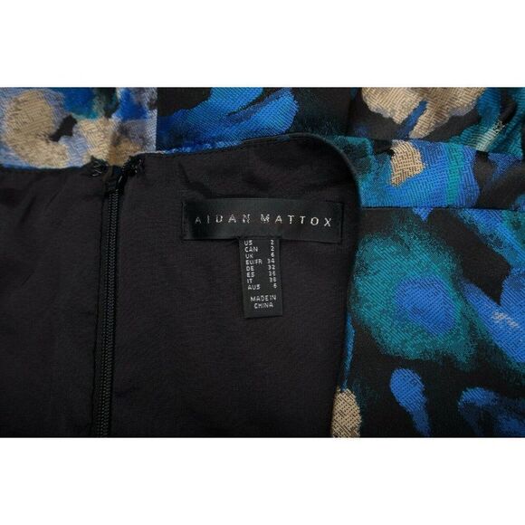 Aiden Mattox Womans Fit & Flare Jacquard Dress Floral Size US 2 EUR 34 Blue NWT - Picture 5 of 5